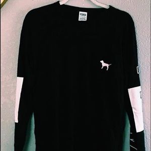Black and whitePINK Long sleeve T-shirt